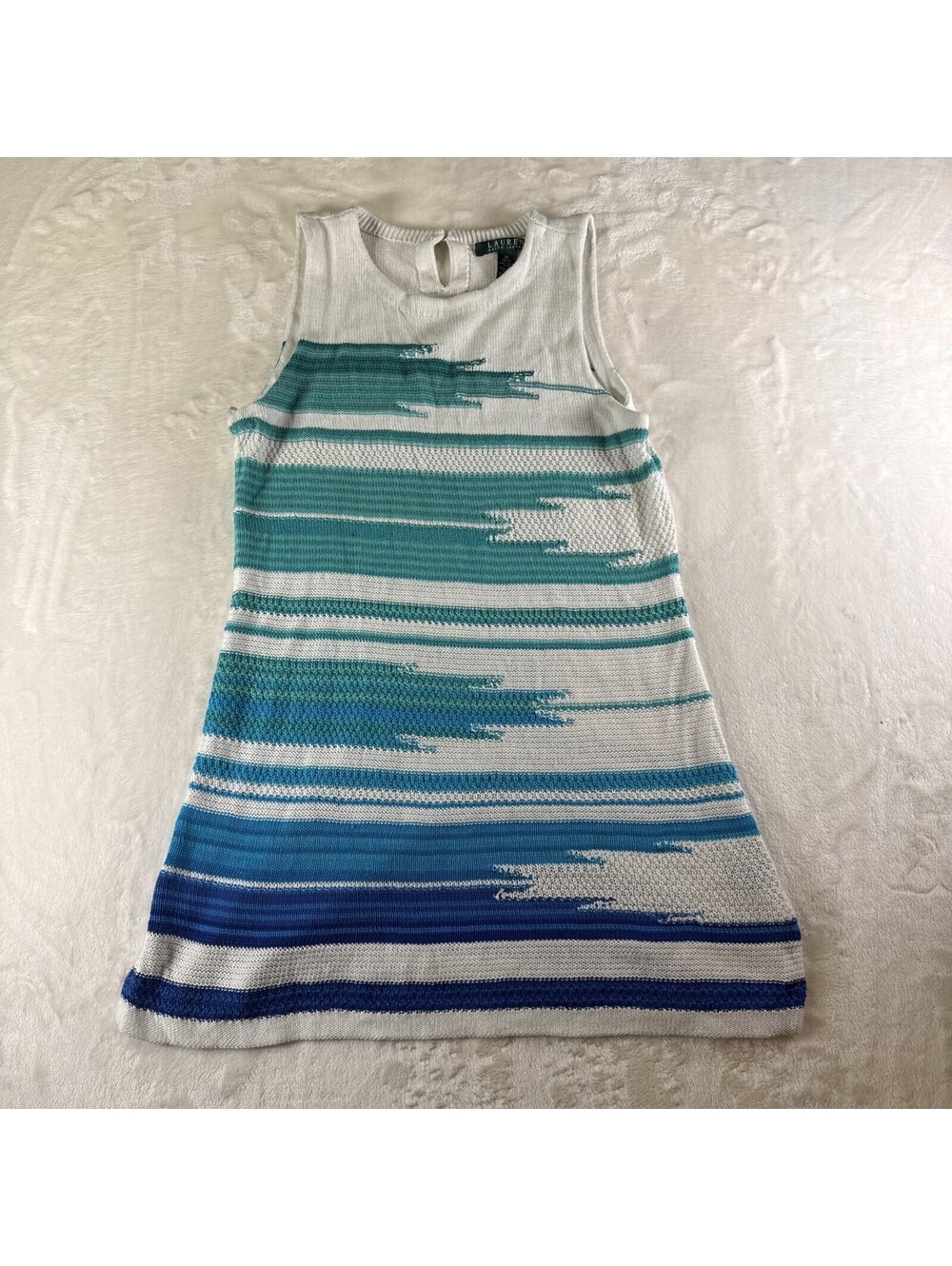 Ralph Lauren Women's M Blue Green Aztec Western Linen Sweater Vest